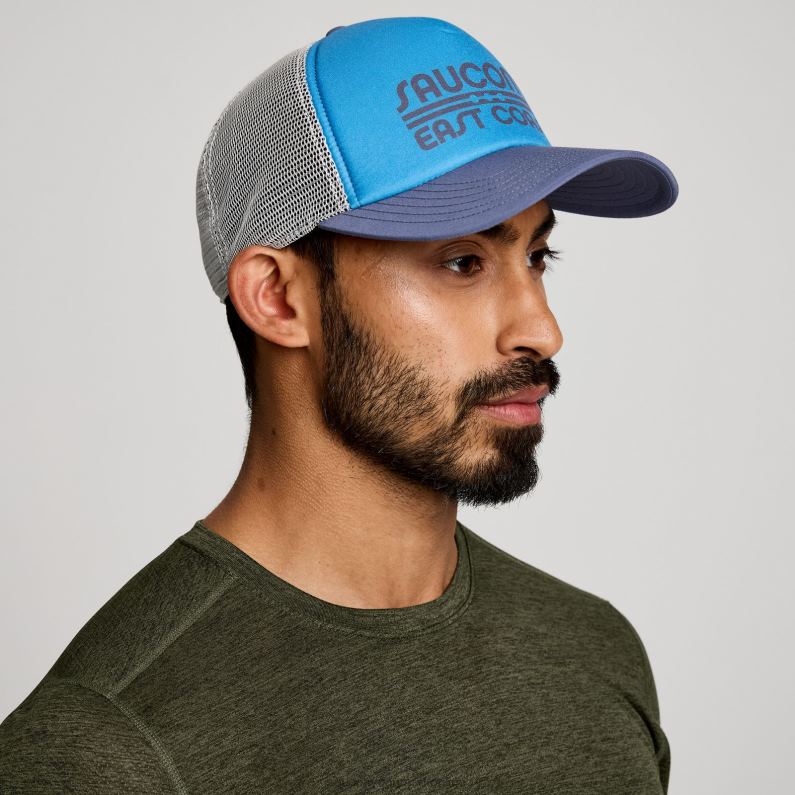 Saucony Mænd foamie trucker hat azurblå grafik 2DLPZ468