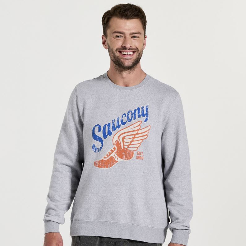 Saucony Mænd udhvilet crewneck lysegrå lyng 2DLPZ374